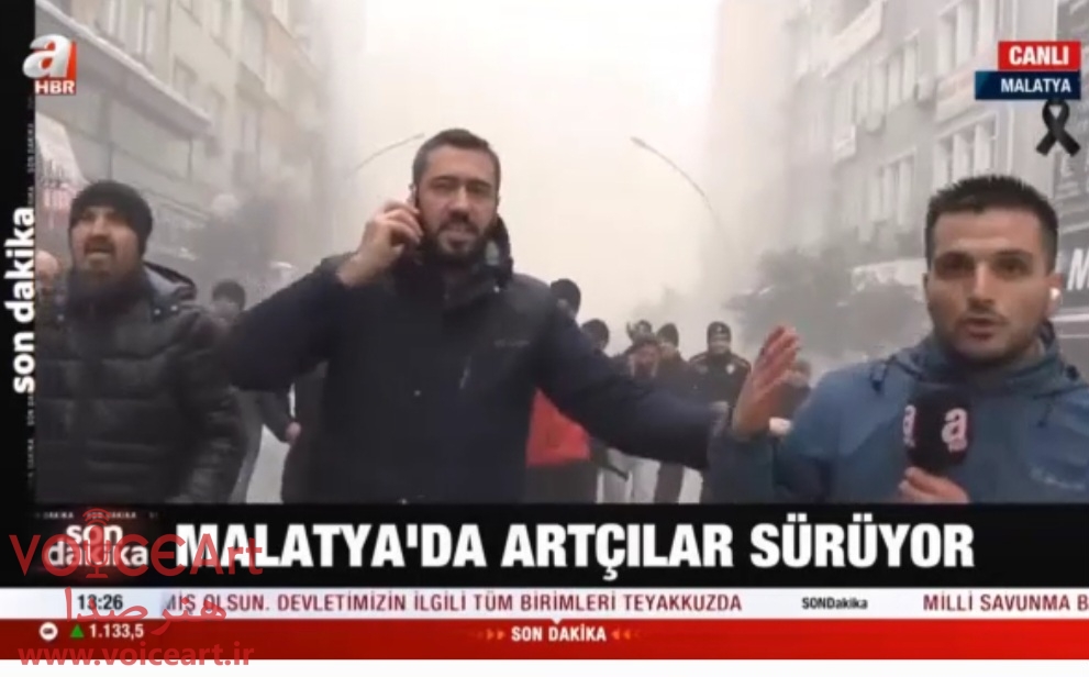 وضعیت مجری تلویزیون ترکیه در لحظه وقوع زلزله شدید در برنامه زنده (فیلم)